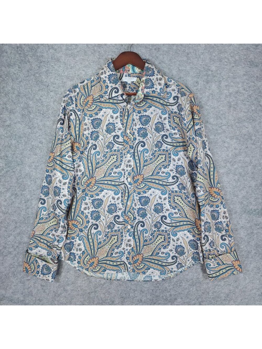 Ted Baker Paisley Dress Shirt Mens Size 5 XL 17.5 French Cuff Tailored Cotton
